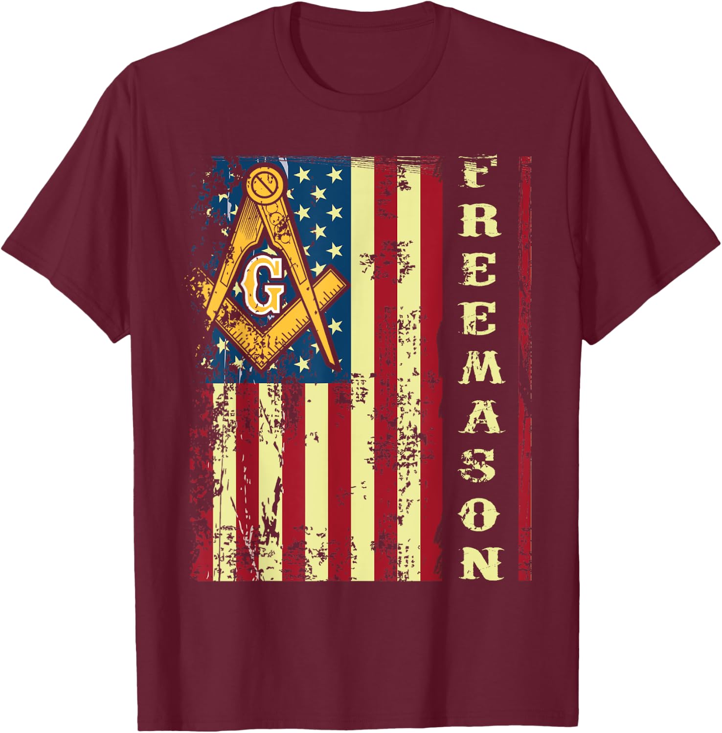 Freemason US Flag 4th of July Independence Parents' Day T-Shirt - T-Shirt | Maroon