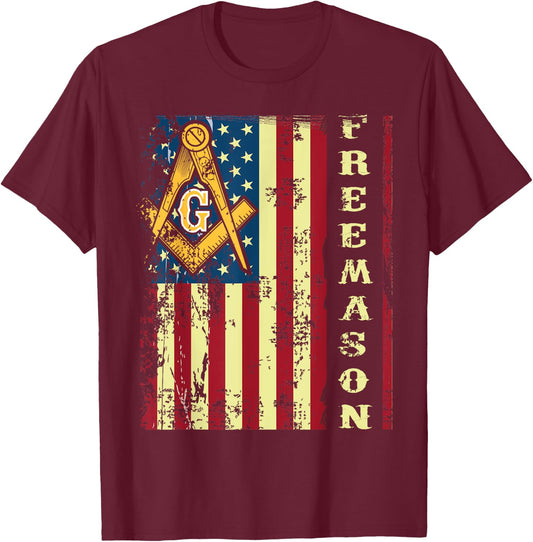 Freemason US Flag 4th of July Independence Parents' Day T-Shirt - T-Shirt | Maroon