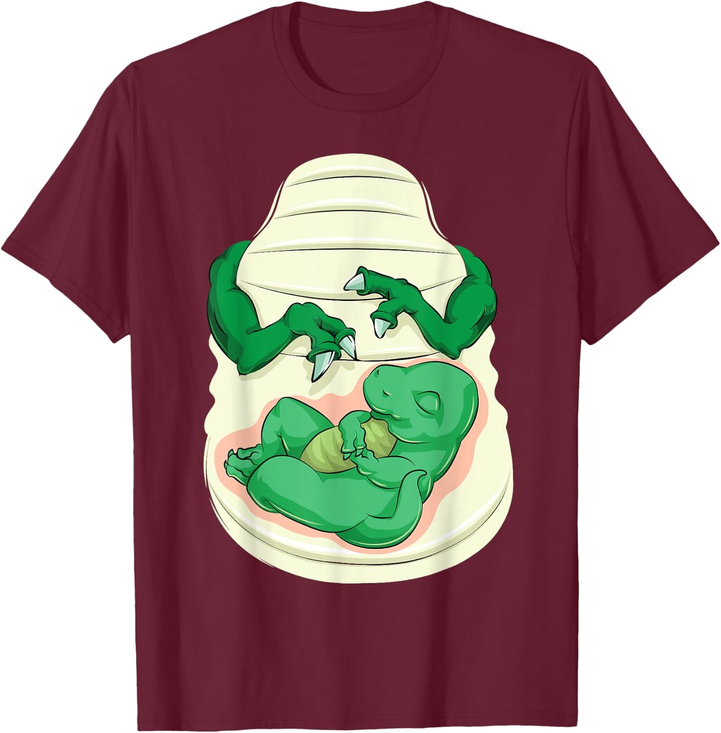 Cool Pregnant Dinosaur Halloween Costume Funny Lazy DIY Gift T-Shirt - T-Shirt | Maroon