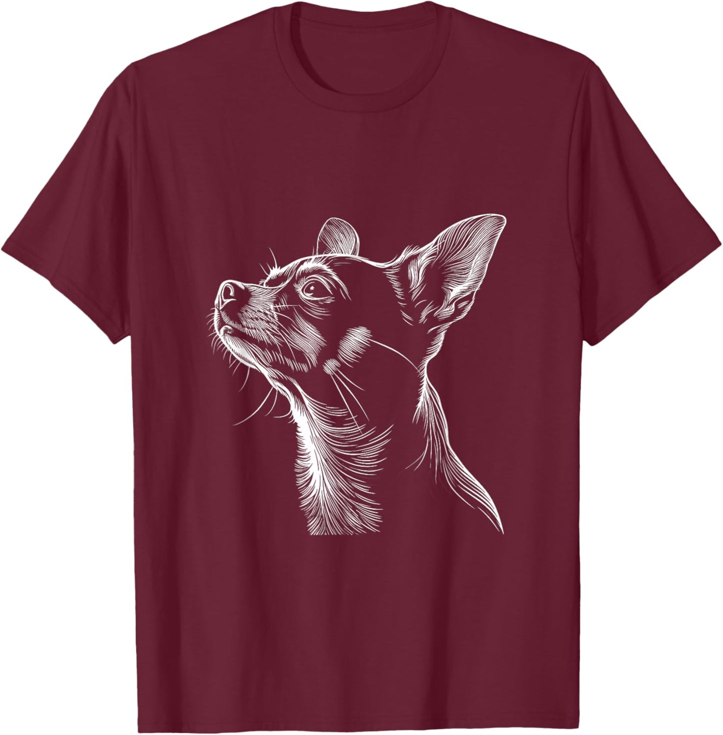 Chihuahua Owner a Lineart of a Chihuahua T-Shirt - T-Shirt | Maroon