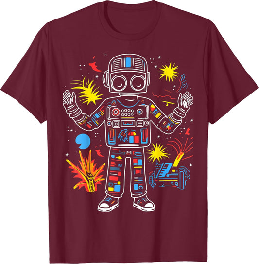 Space Boom | Men Women (S-6XL) | Graphic T-Shirt - T-Shirt | Maroon