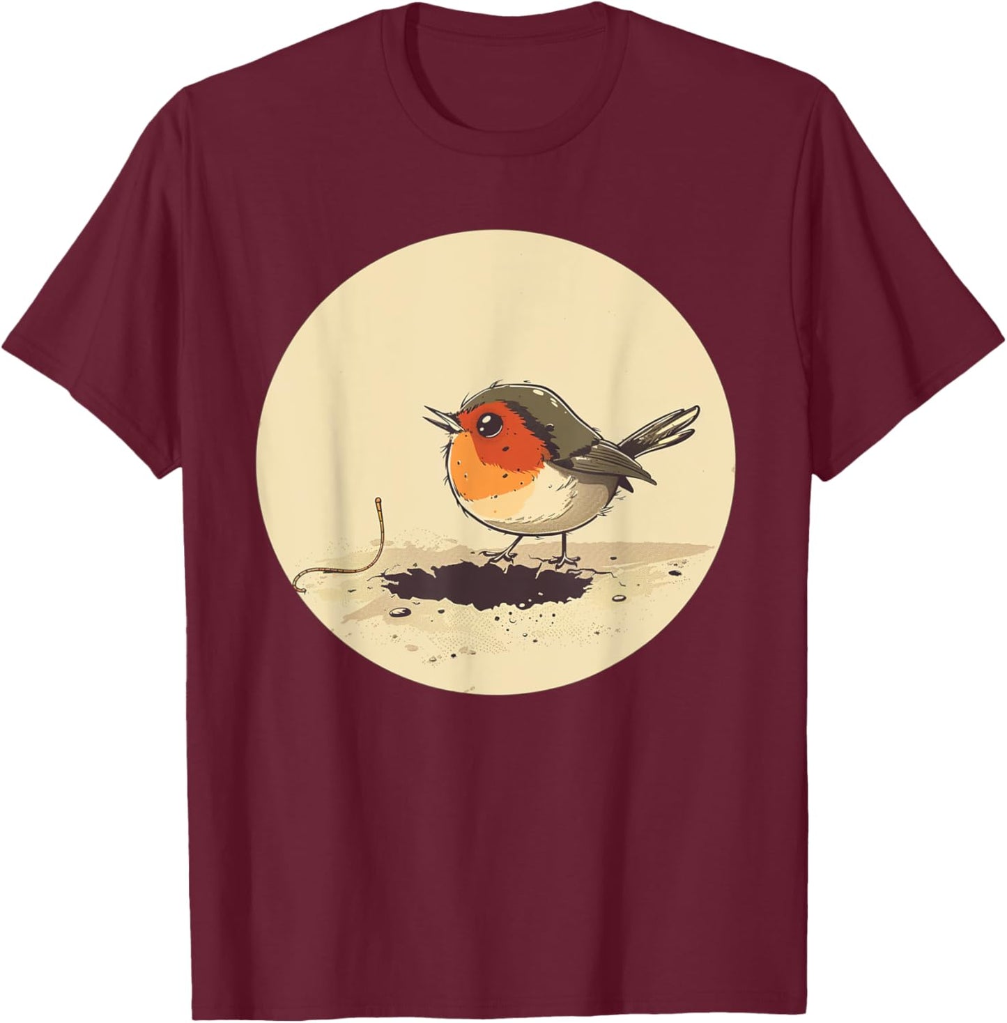 Early Bird with Worm Outfit for Robin and Birds Lovers T-Shirt - T-Shirt | Maroon