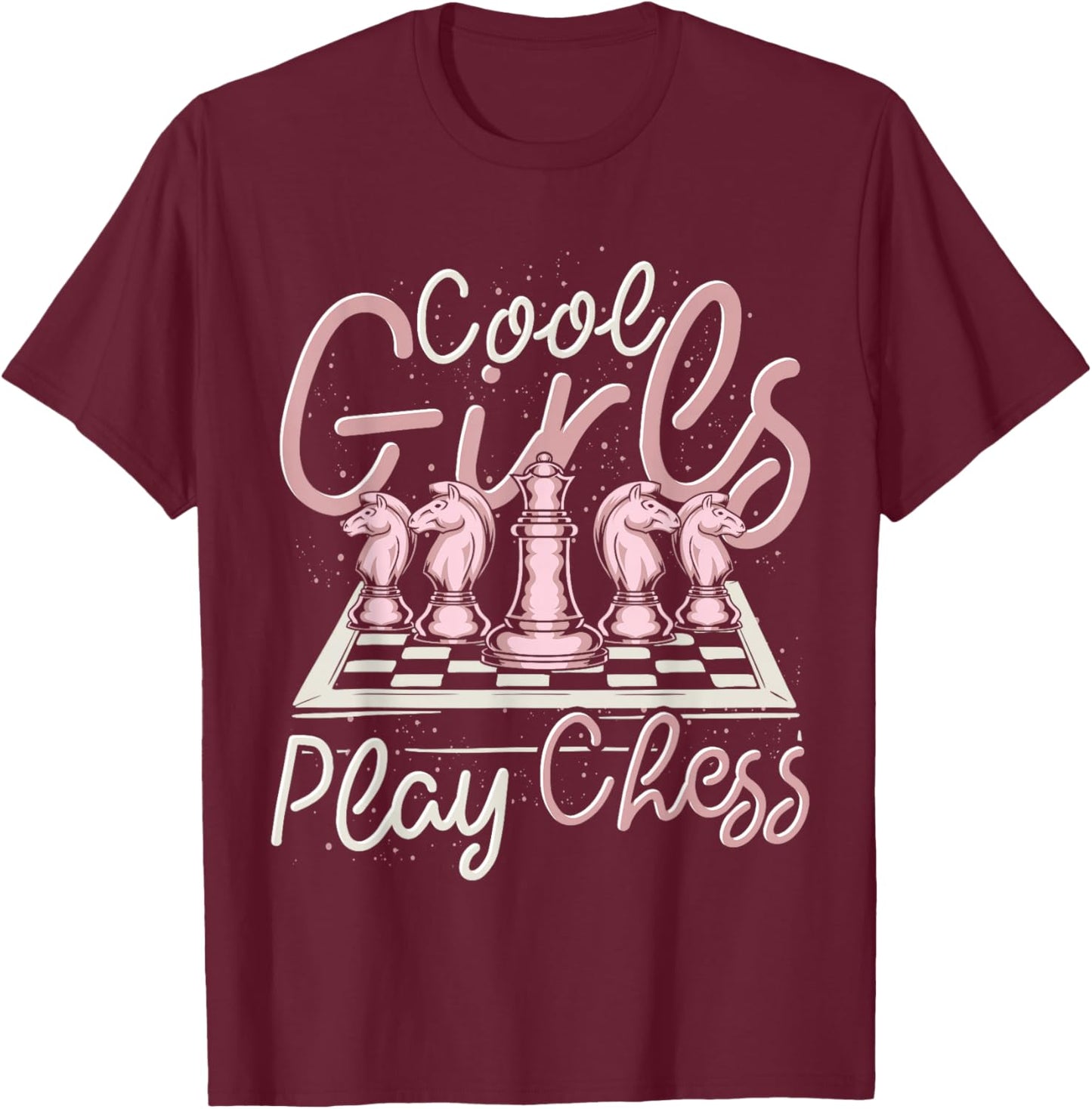 Schachfiguren Coole Mädchen Schachbrett Lustiges Schach T-Shirt - T-Shirt | Maroon