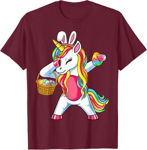 Easter Unicorn Shirt With Eggs Happy Easter Boys Girls Kids T-Shirt - T-Shirt | Maroon
