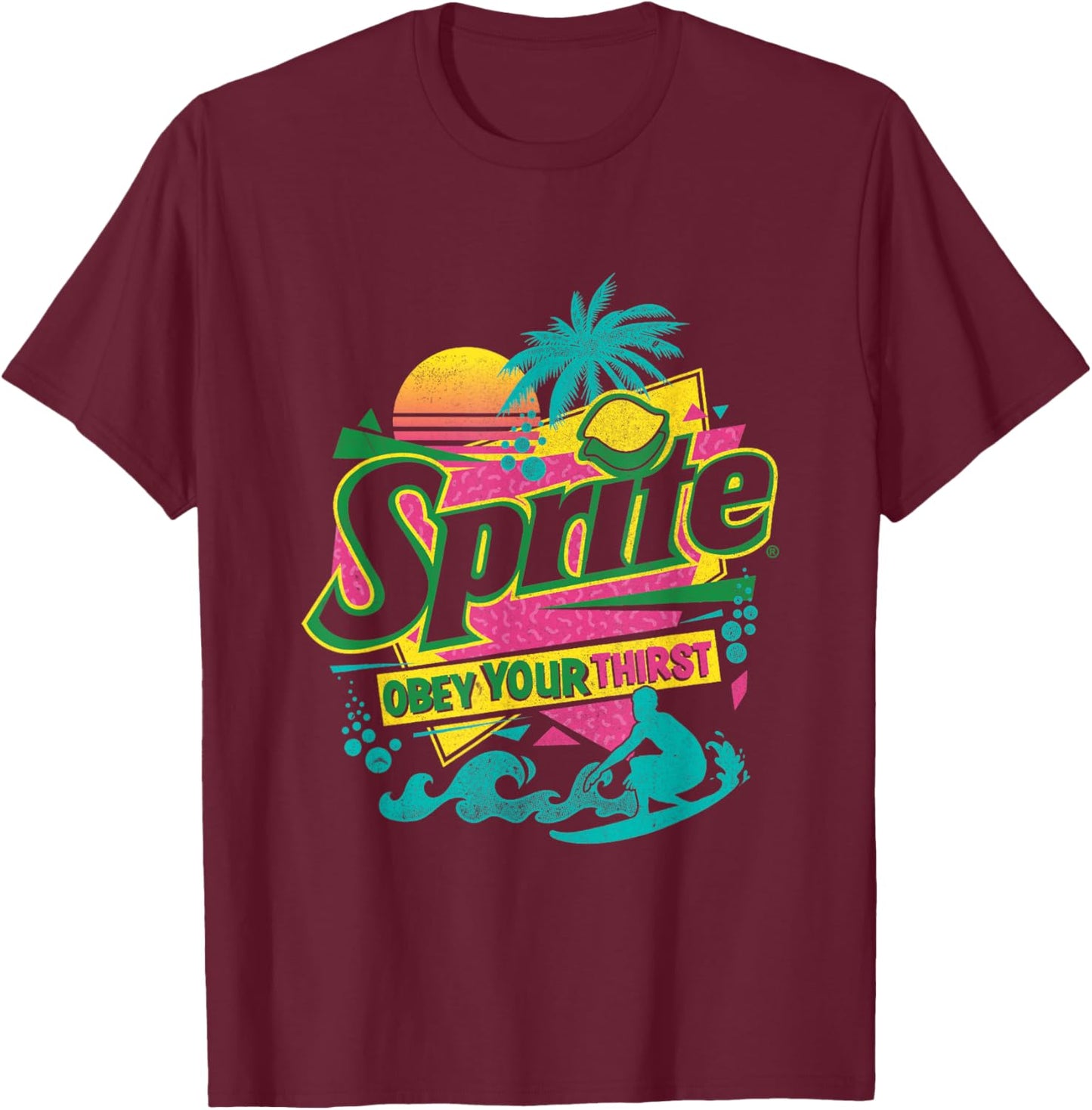 Sprite Retro 90s Beach Obey Your Thirst Men Women T-Shirt - T-Shirt | Maroon