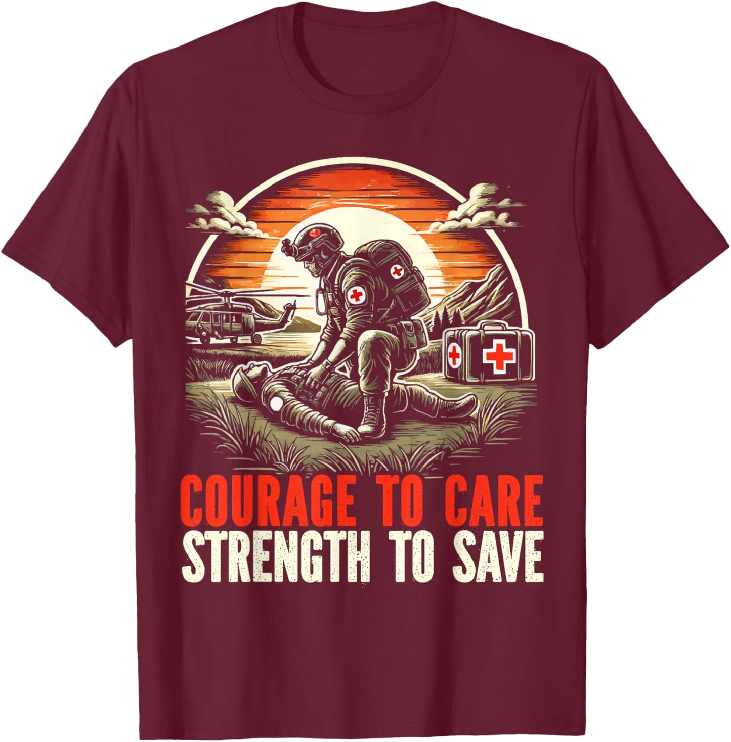 Combat Medic First Aid Field Medic Military T-Shirt - T-Shirt | Maroon