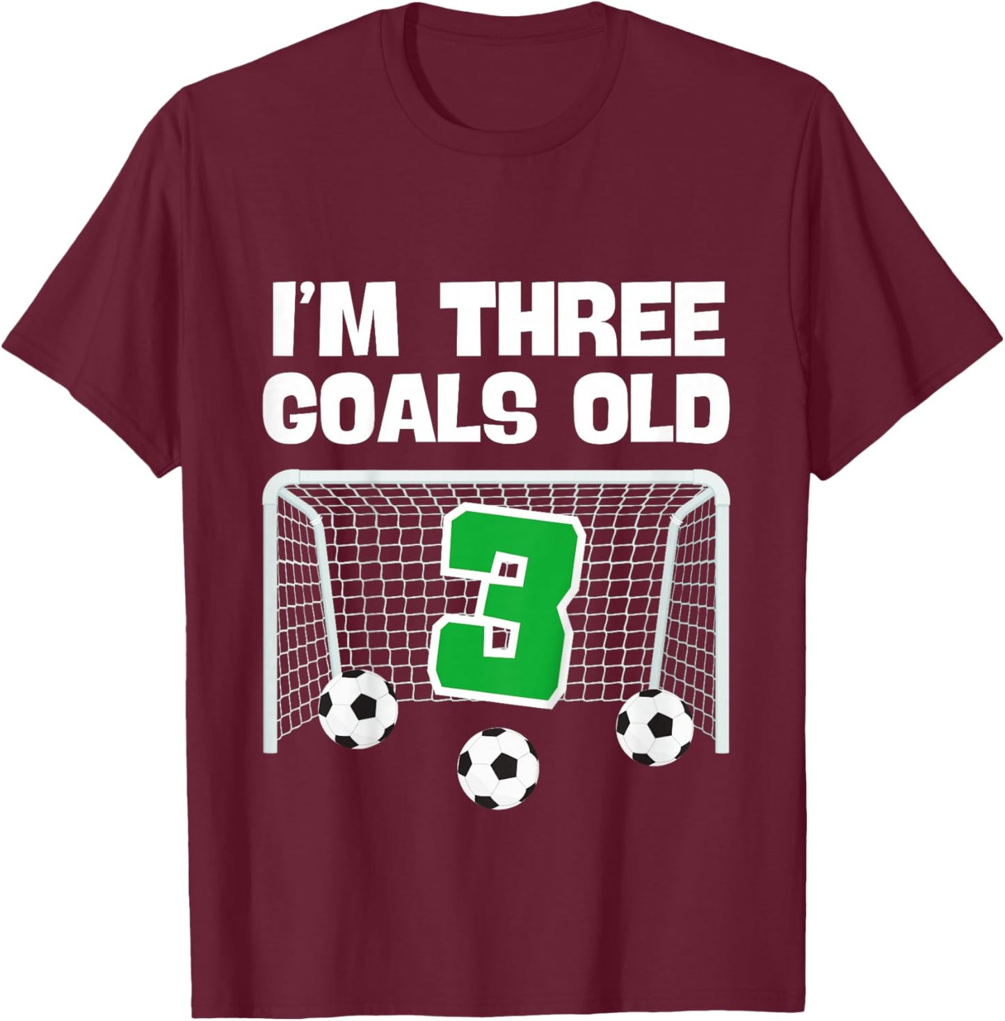 3rd Birthday Soccer Football Player Boy 3 Years Old T-Shirt - T-Shirt | Maroon