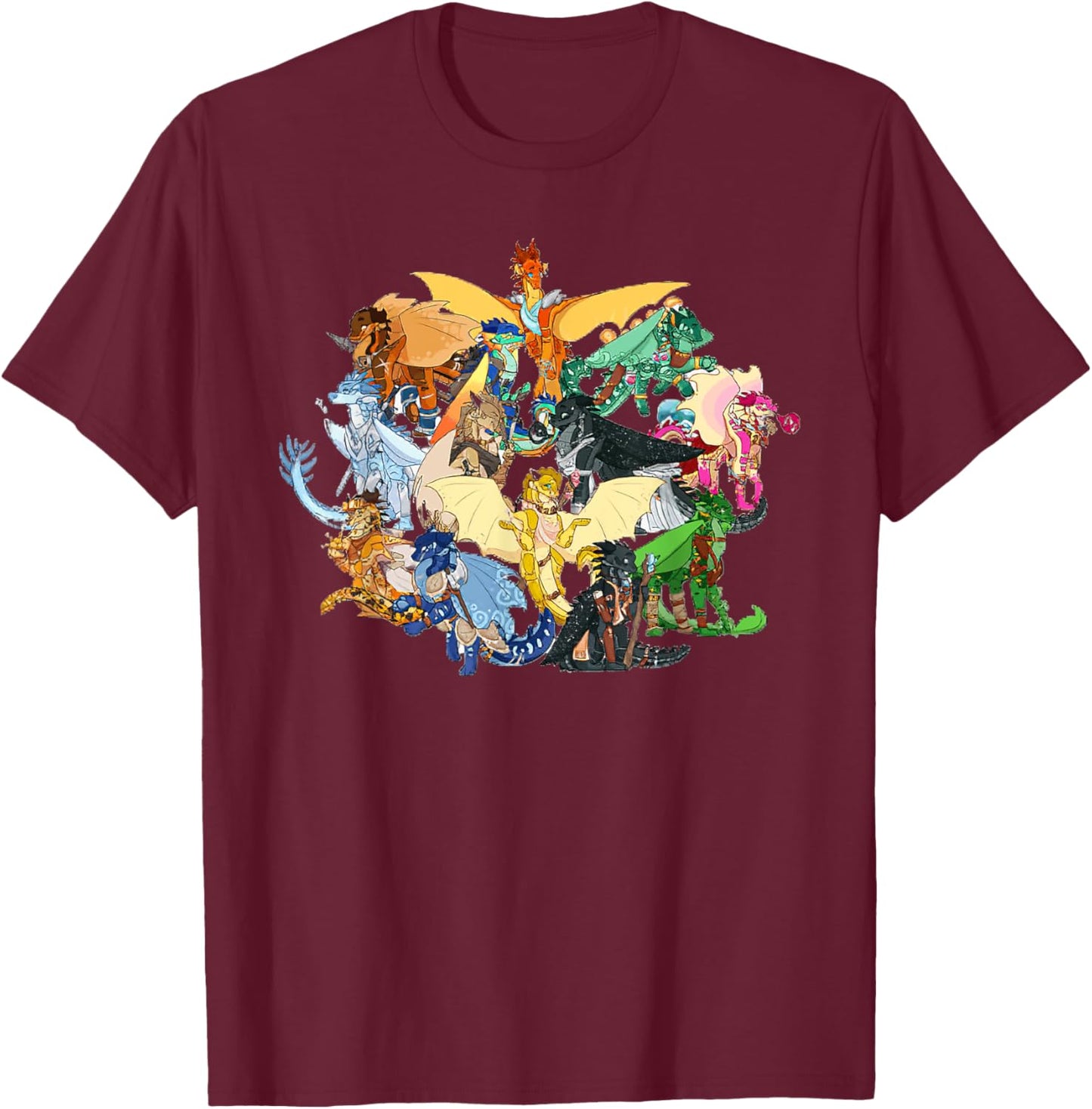 Wing of Fires Legends Fathom Darkstalker Clearsight T-Shirt - T-Shirt | Maroon