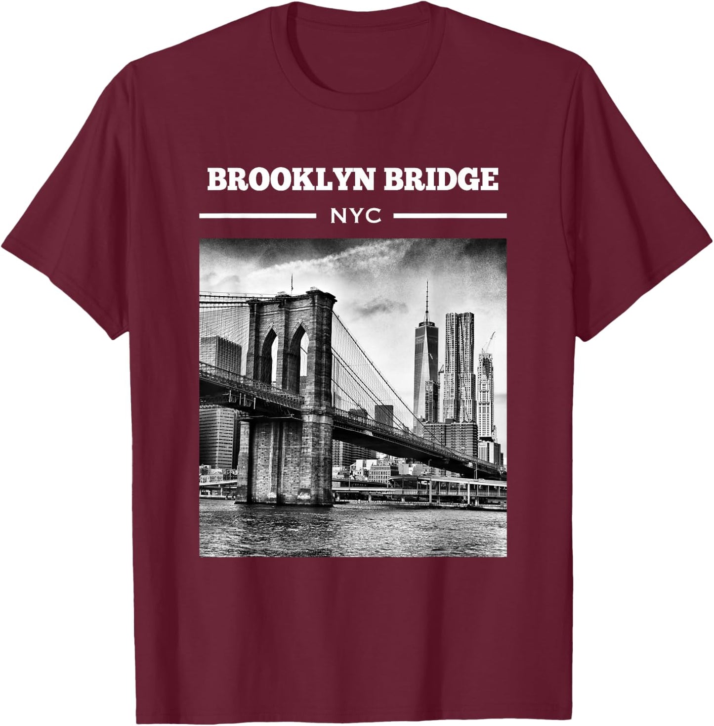 Brooklyn Bridge New York City shirt NYC Gifts Men Women T-Shirt - T-Shirt | Maroon