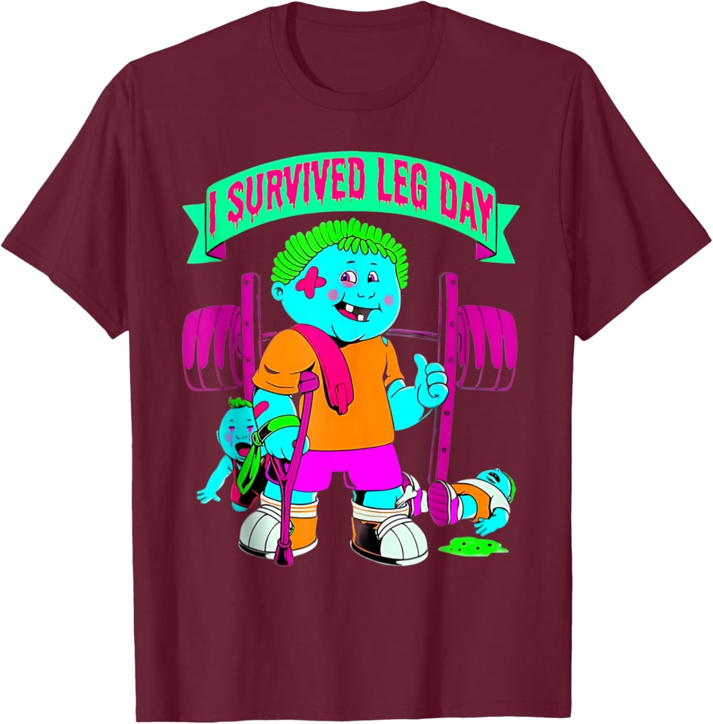 I Survived Leg Day Weightlifting Bodybuilding Fitness Gym T-Shirt - T-Shirt | Maroon