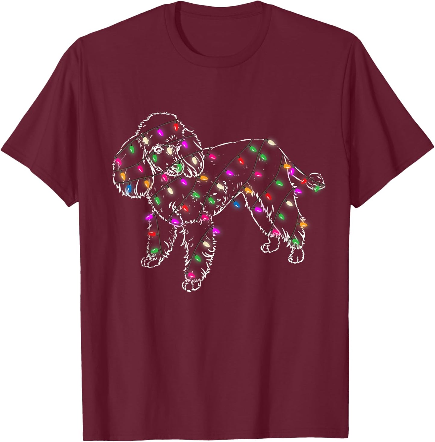 Funny Poodle Dogs Light Christmas Pet Animal Dog Gifts Men Women Kids T-Shirt - T-Shirt | Maroon