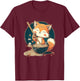 Kawaii Japanese Style Red Fox Ramen Noodles Anime T-Shirt - T-Shirt | Maroon