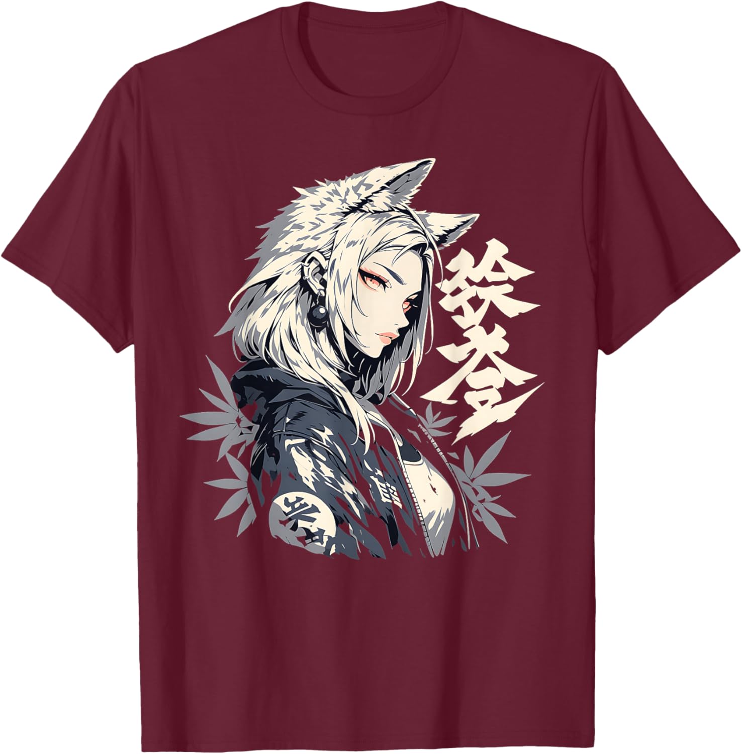 Goth Grunge Demon Anime Furry Wolf Horror Alt Aesthetic , Small, Black T-Shirt - T-Shirt | Maroon