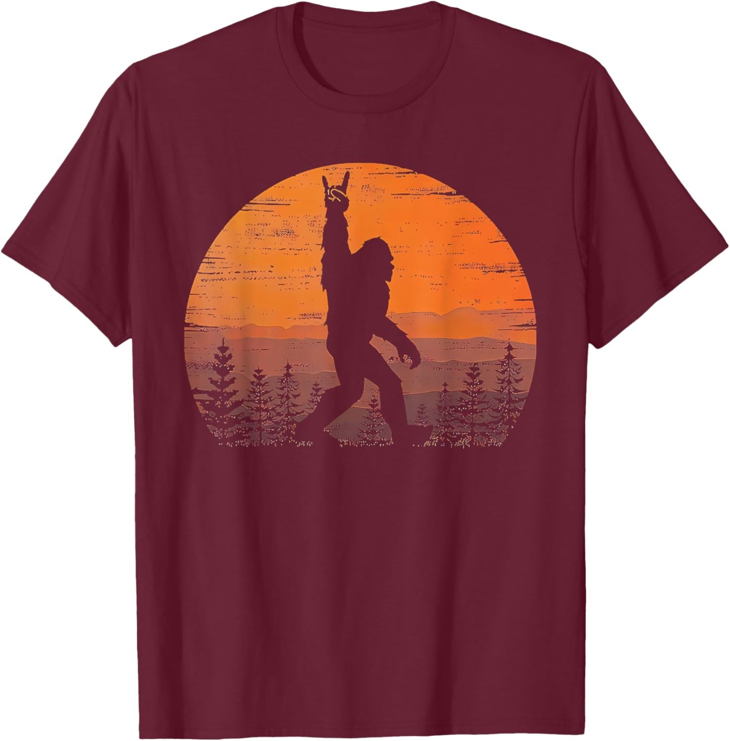 Bigfoot Moon Graphic Night Forest! Cool Sasquatch Men Women T-Shirt - T-Shirt | Maroon