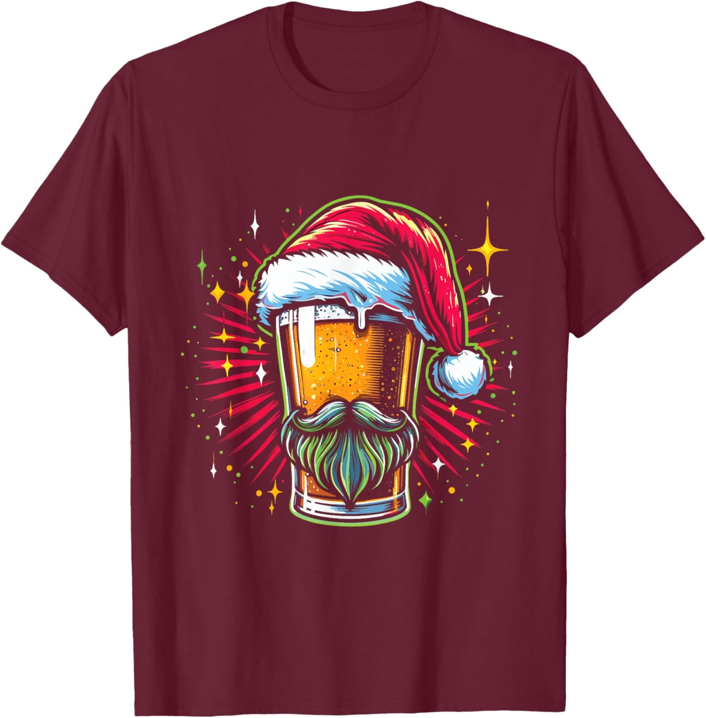 Vintage Santa Claus Beer - Funny Christmas Beer Costume T-Shirt - T-Shirt | Maroon