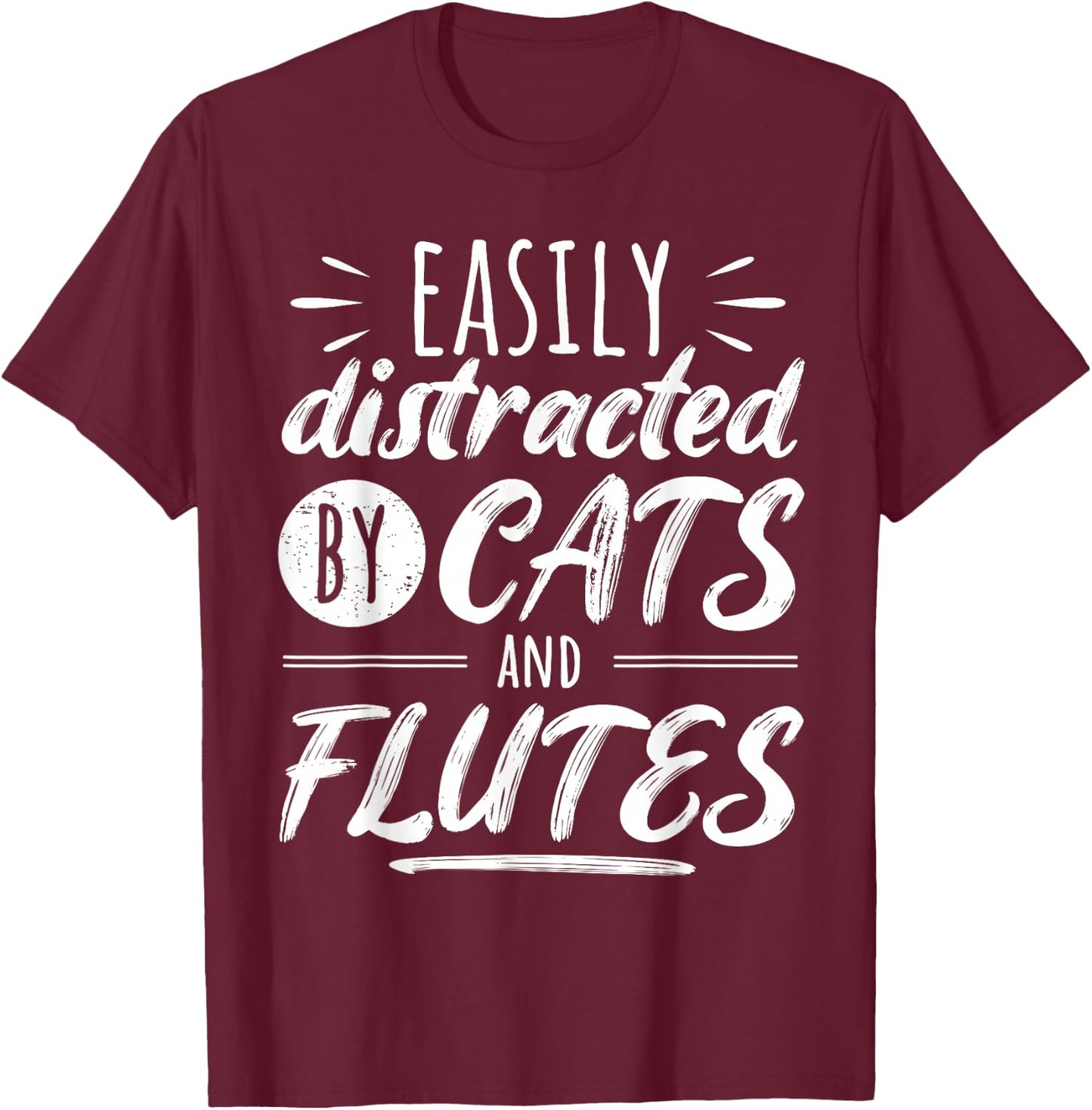 Funny Flute Player Saying Cat Owner I Cats And Flutes T-Shirt - T-Shirt | Maroon