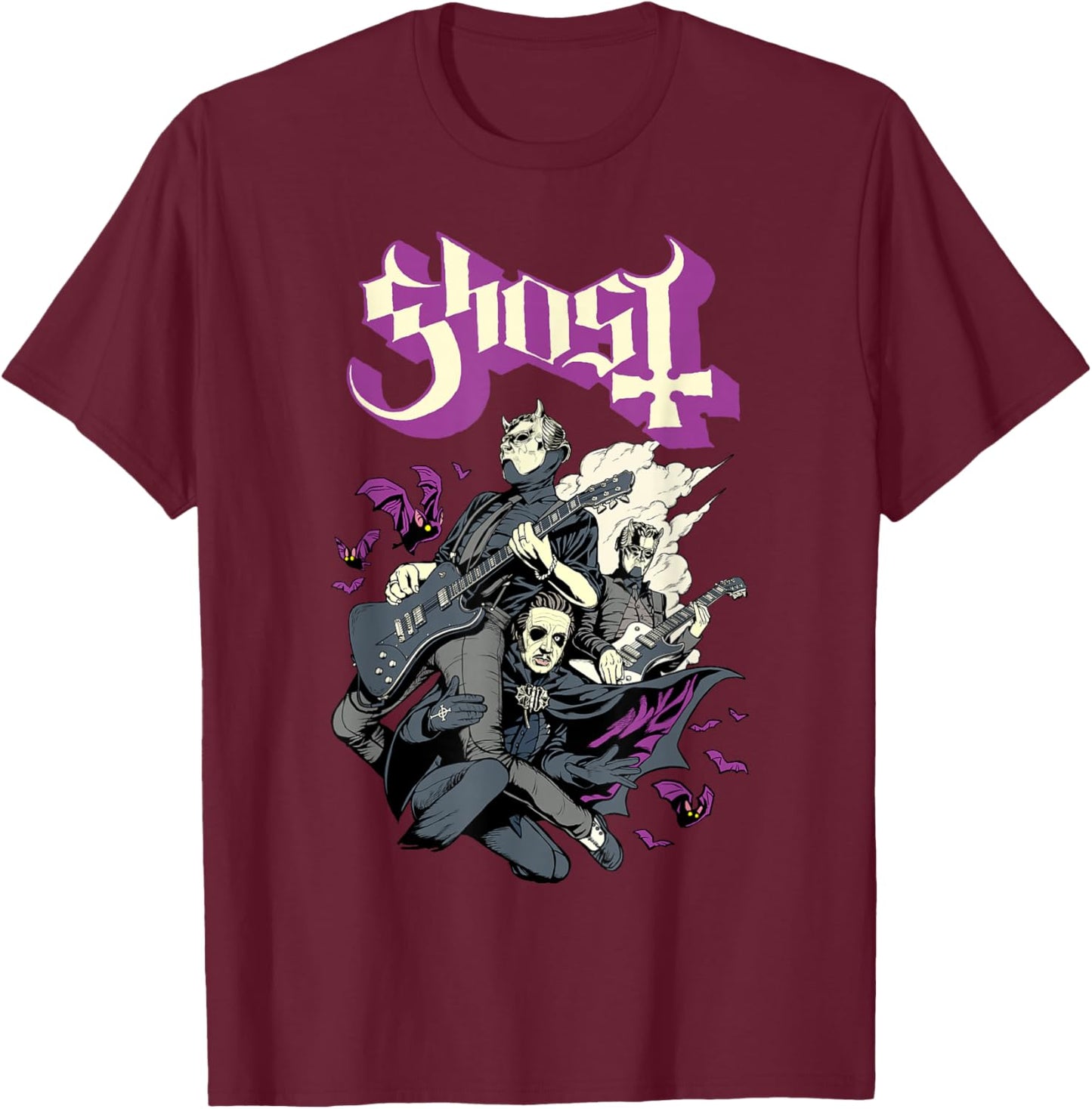 Ghost – Bats and Band T-Shirt - T-Shirt | Maroon