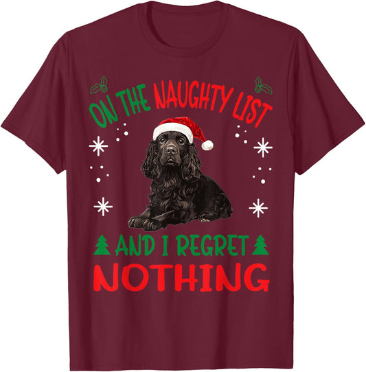 Cute Boykin Spaniel Dog Christmas On The Naughty List and I T-Shirt - T-Shirt | Maroon