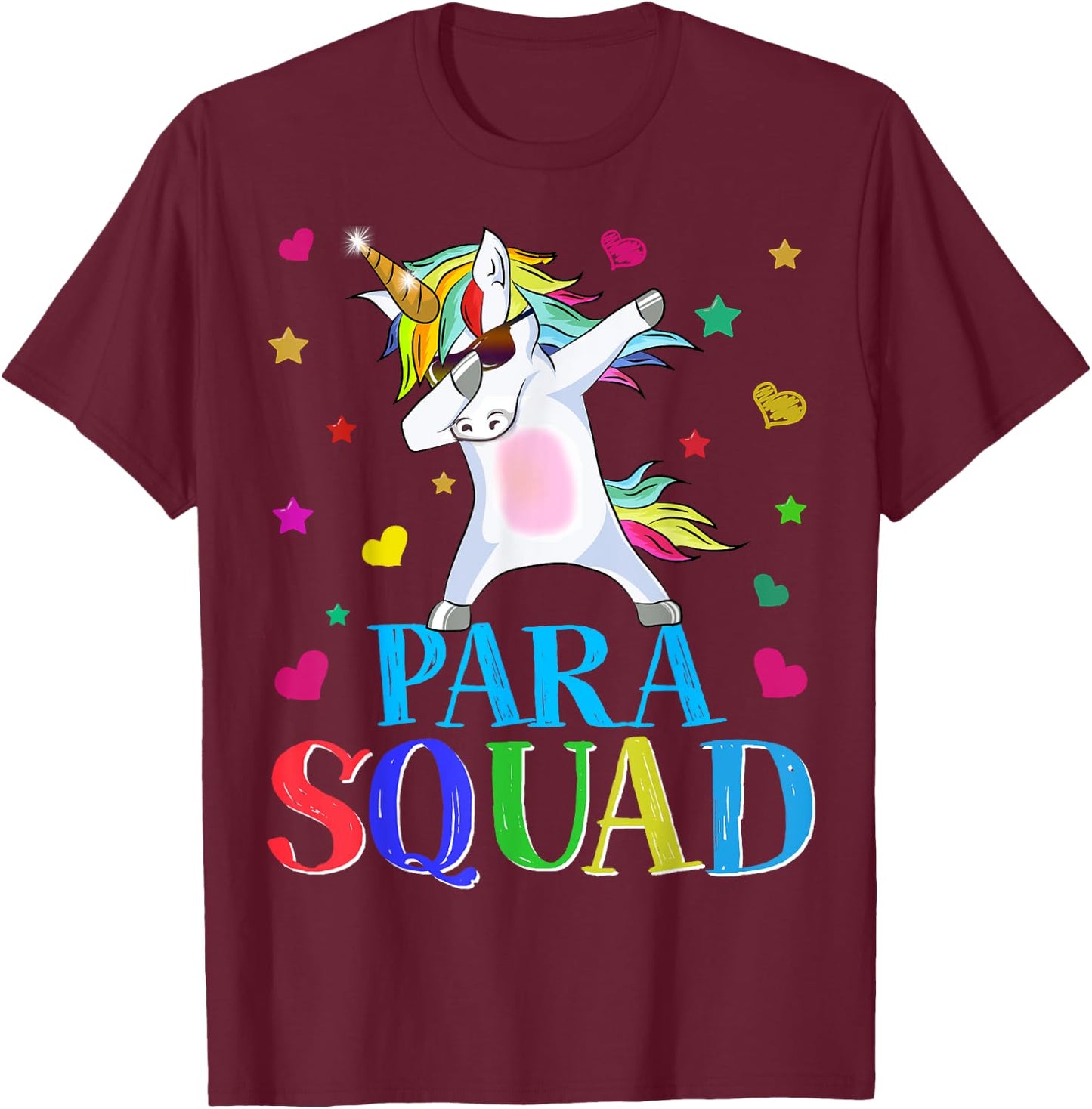 Para Squad Dabbing Unicorn Paraprofessional Teacher Gifts Women Girls Kids T-Shirt - T-Shirt | Maroon