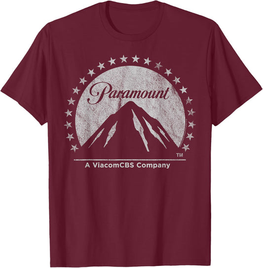 Paramount Simple Vintage Logo T-Shirt - T-Shirt | Maroon