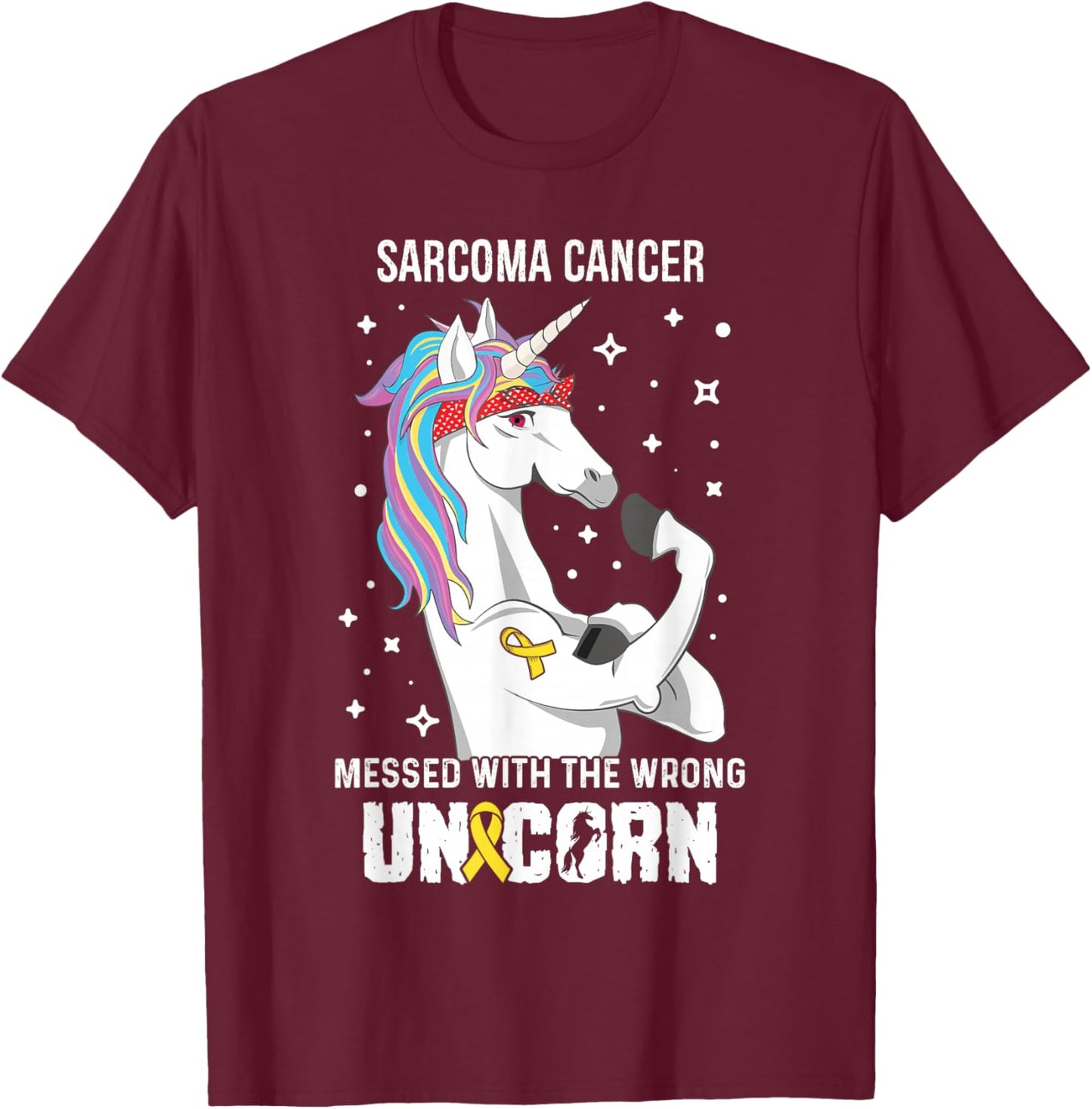 Wrong Unicorn- Sarcoma Cancer Awareness Supporter Ribbon T-Shirt - T-Shirt | Maroon