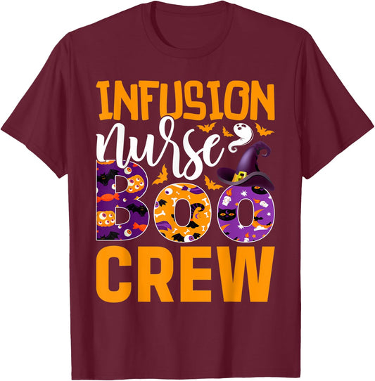 Cute Halloween Infusion Nurse - Boo Crew Nurse T-Shirt - T-Shirt | Maroon