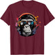 DJ Monkey with Sunglasses DJ Monkey Headphones T-Shirt - T-Shirt | Maroon