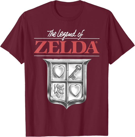 The Legend of Zelda Original Box Art Logo T-Shirt - T-Shirt | Maroon