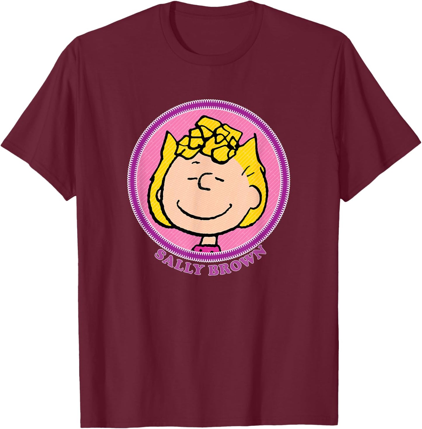 Peanuts Sally Brown Badge T-Shirt - T-Shirt | Maroon