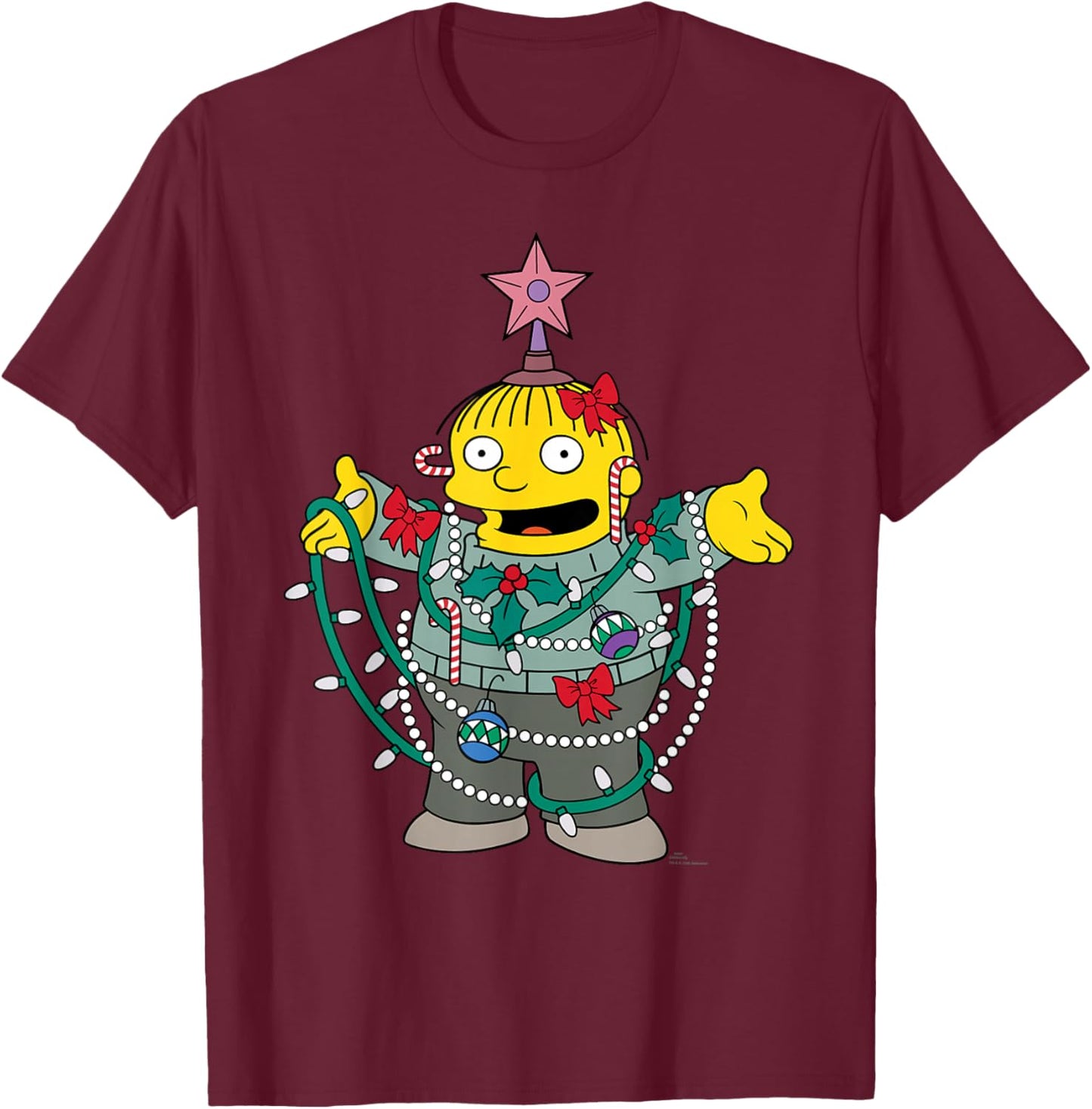The Simpsons Holiday Ralph Wiggum Christmas Tree T-Shirt - T-Shirt | Maroon