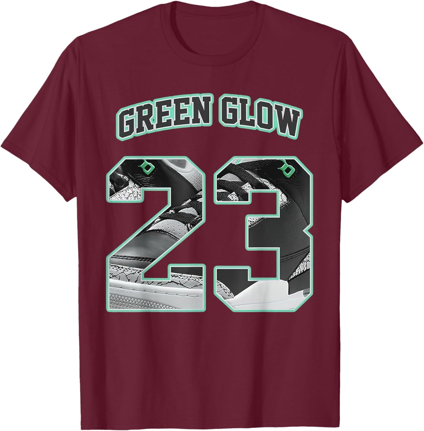 Number 23 Black Green Glow 3s Loser Lover Matching Retro T-Shirt - T-Shirt | Maroon