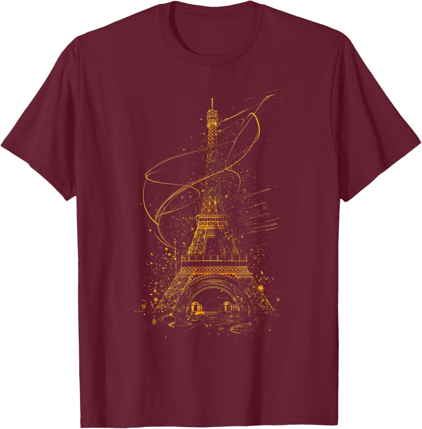 Eiffel Tower Paris France Souvenir Architecture Landmark T-Shirt - T-Shirt | Maroon