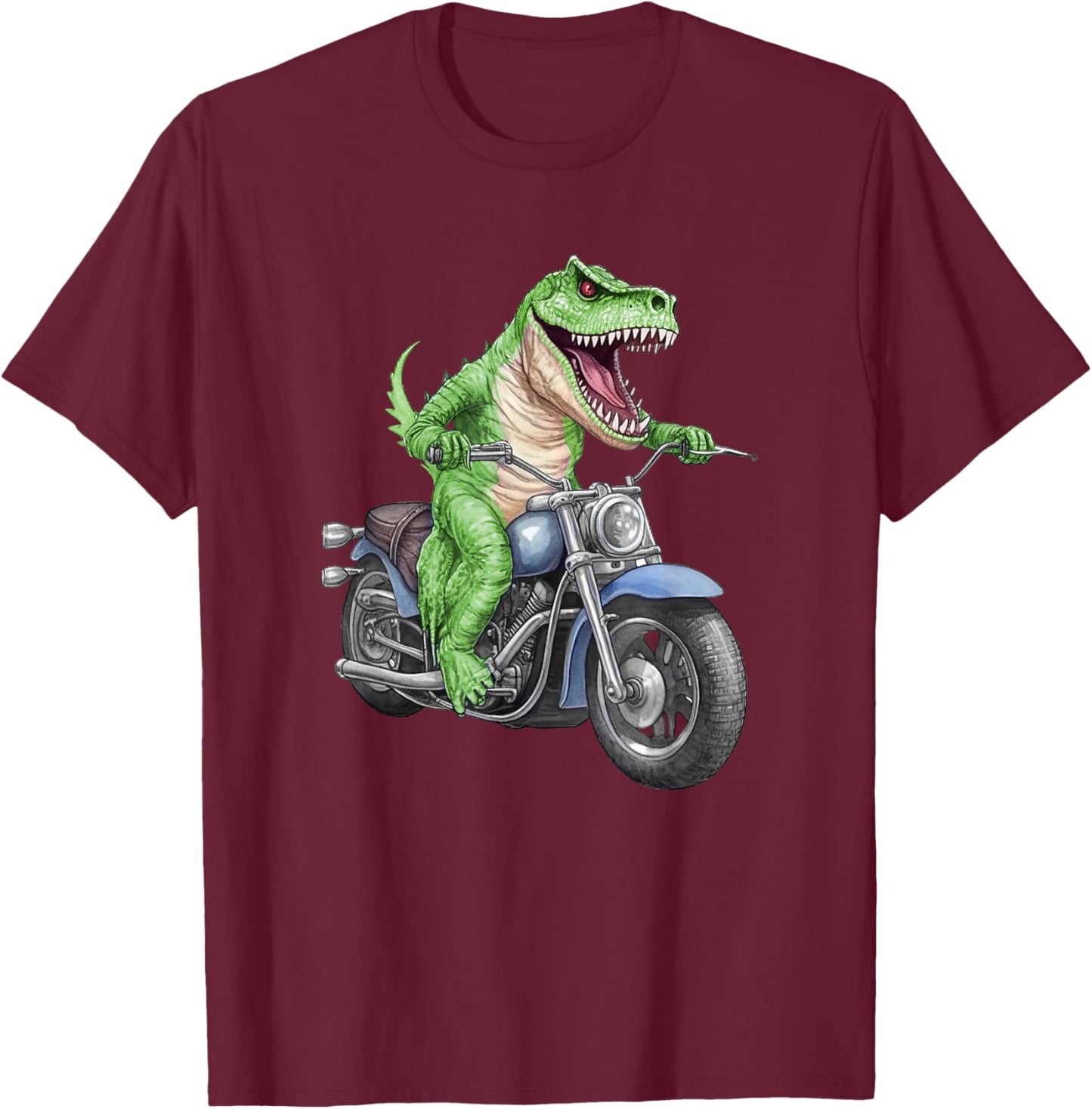 Dinosaur On Motorcycle, Funny, Jokes, Sarcastic T-Shirt - T-Shirt | Maroon