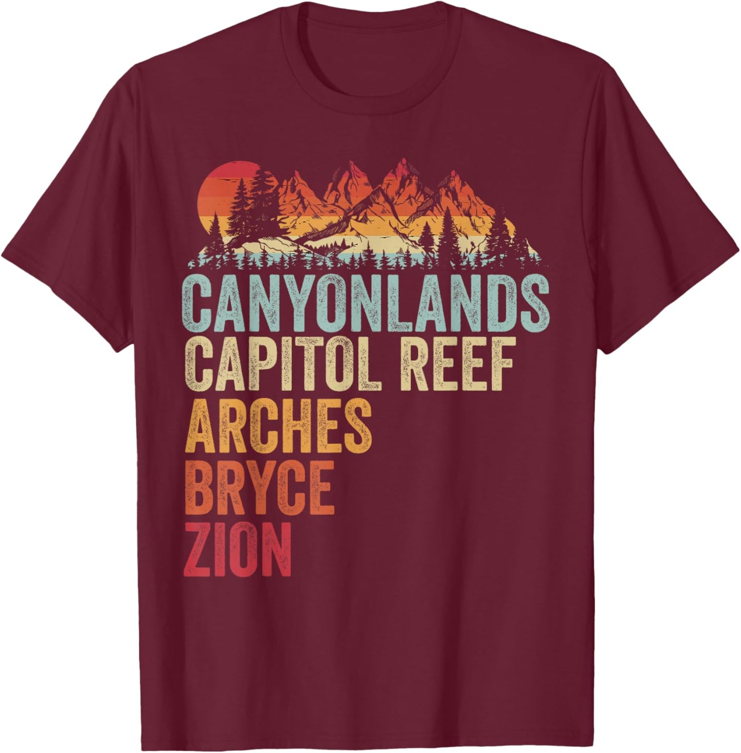 Vintage Utah Souvenir Big 5 Utah Mighty Five National Park T-Shirt - T-Shirt | Maroon