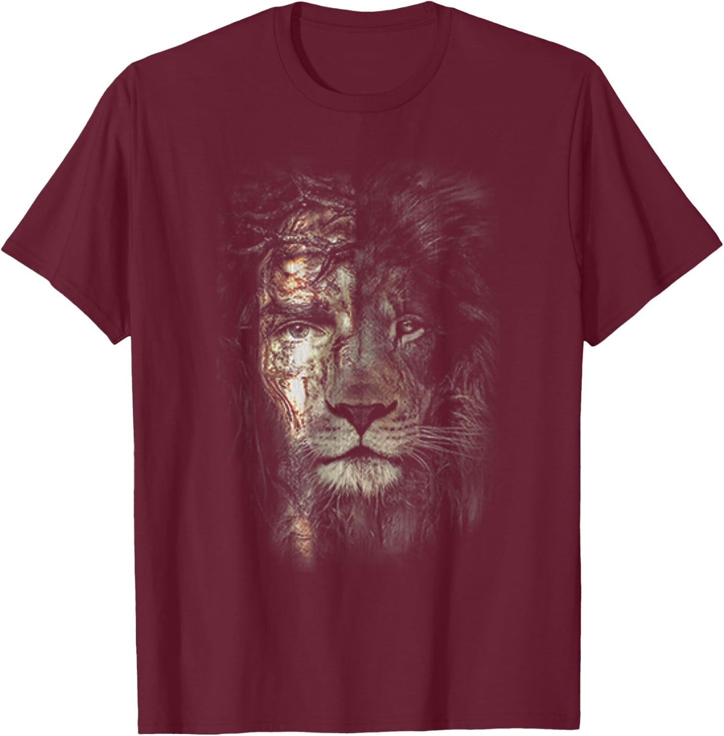 Jesus Lion Christian Cross Religion Lover T-Shirt - T-Shirt | Maroon