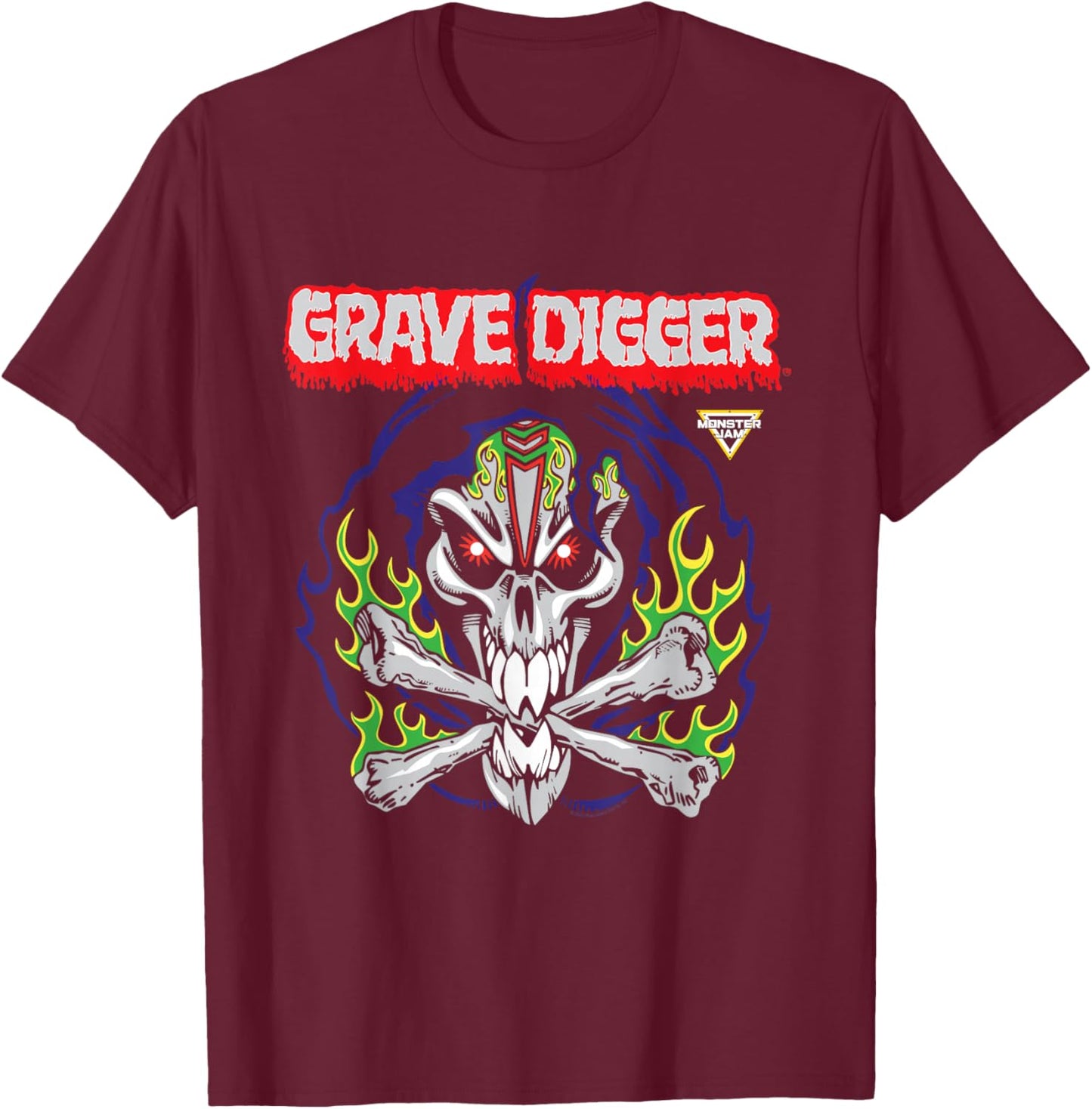Monster Jam Grave Digger Grim Reaper T-Shirt - T-Shirt | Maroon