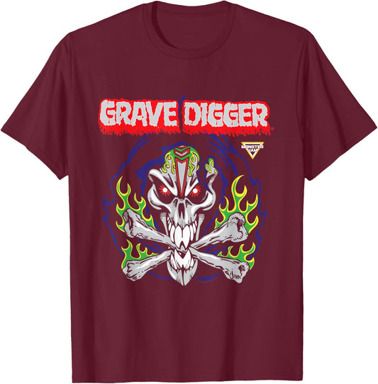 Monster Jam Grave Digger Grim Reaper T-Shirt - T-Shirt | Maroon