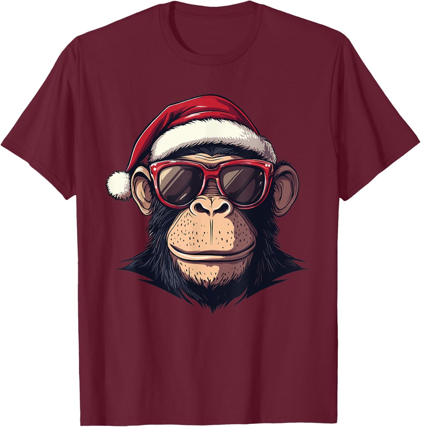 Monkey Santa Hat chimpanzee Monkey Lovers Christmas Pajama T-Shirt - T-Shirt | Maroon