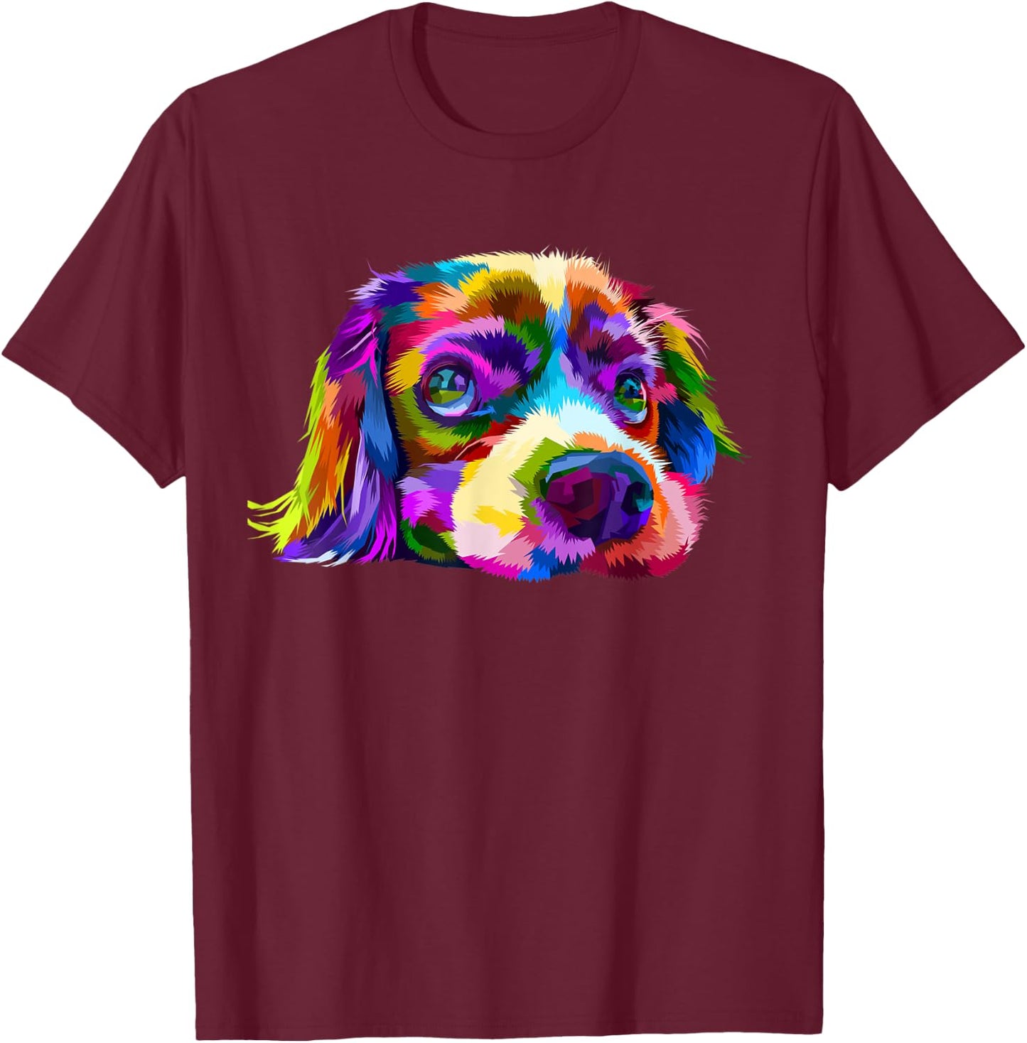 Beagle Colorful Dog Pop Art Lovers T-Shirt - T-Shirt | Maroon
