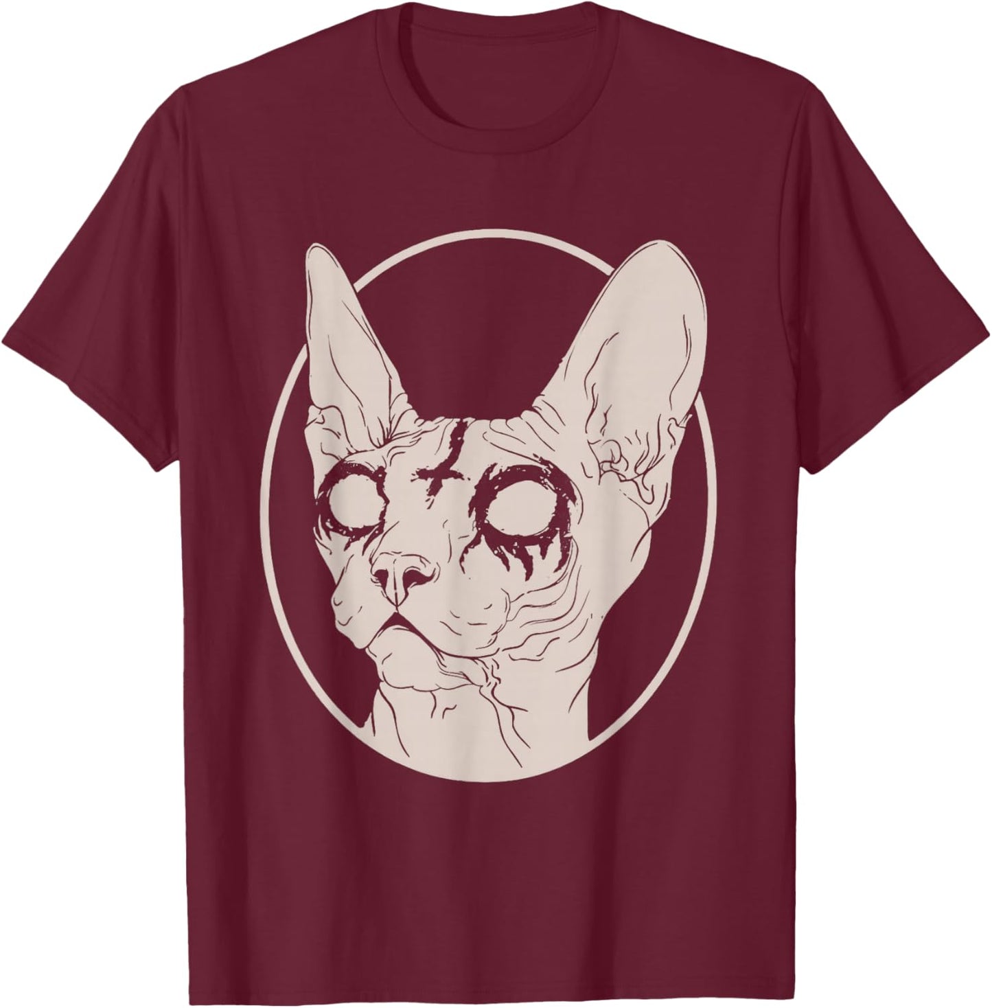 Death Metal Sphynx Cat, Satanic Clothing Women T-Shirt - T-Shirt | Maroon