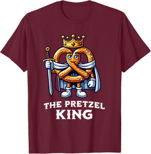 Pretzel King Funny Pretzel Lover Illustration T-Shirt - T-Shirt | Maroon