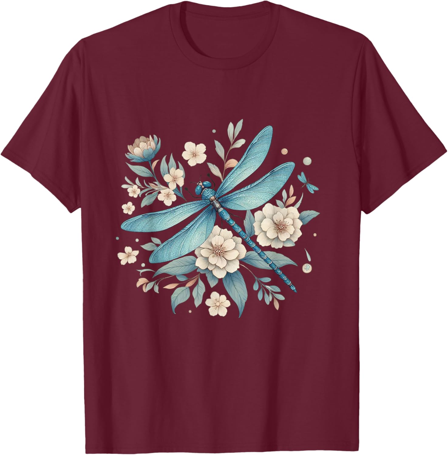 Dragonfly Casual Summer Women T-Shirt - T-Shirt | Maroon