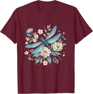 Dragonfly Casual Summer Women T-Shirt - T-Shirt | Maroon