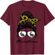 Bunny Mama messy bun sunflower, rabbit mom messy bun hair T-Shirt - T-Shirt | Maroon