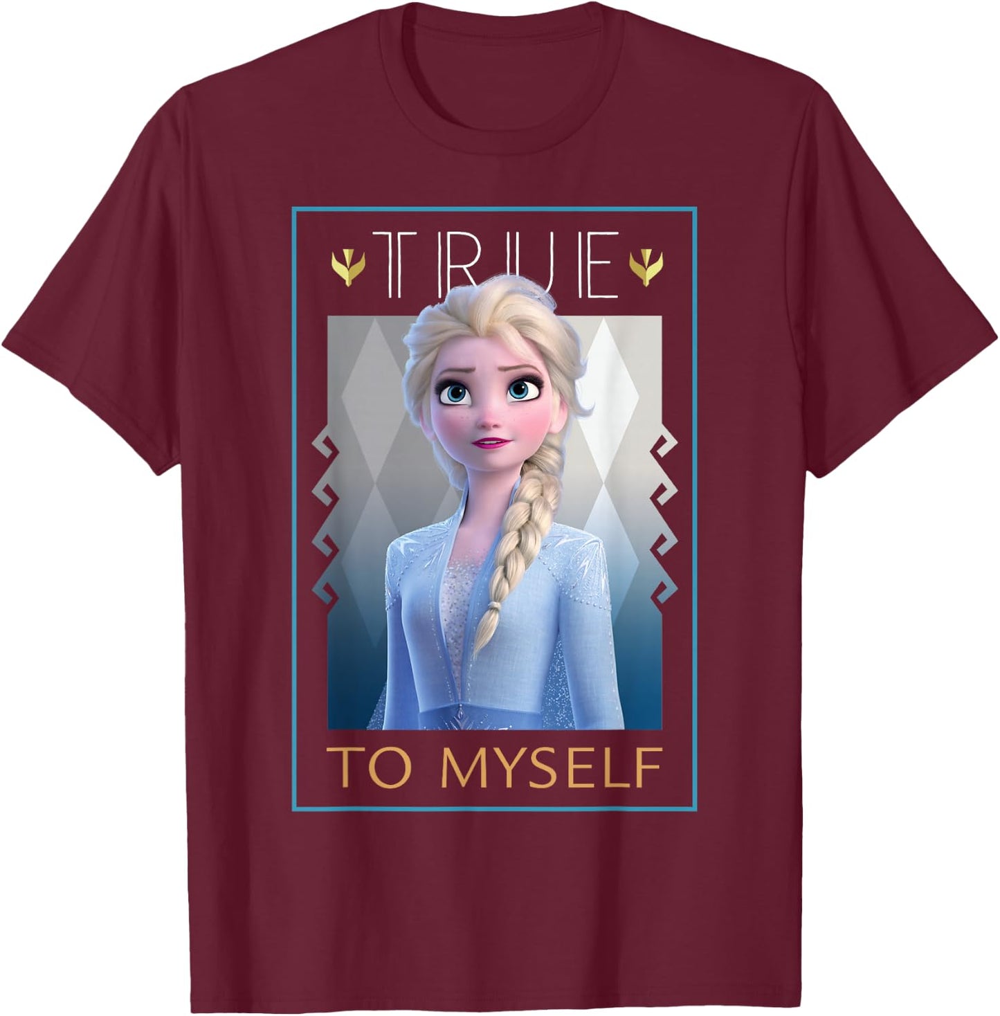 Disney Frozen 2 Elsa True To Myself Poster T-Shirt - T-Shirt | Maroon