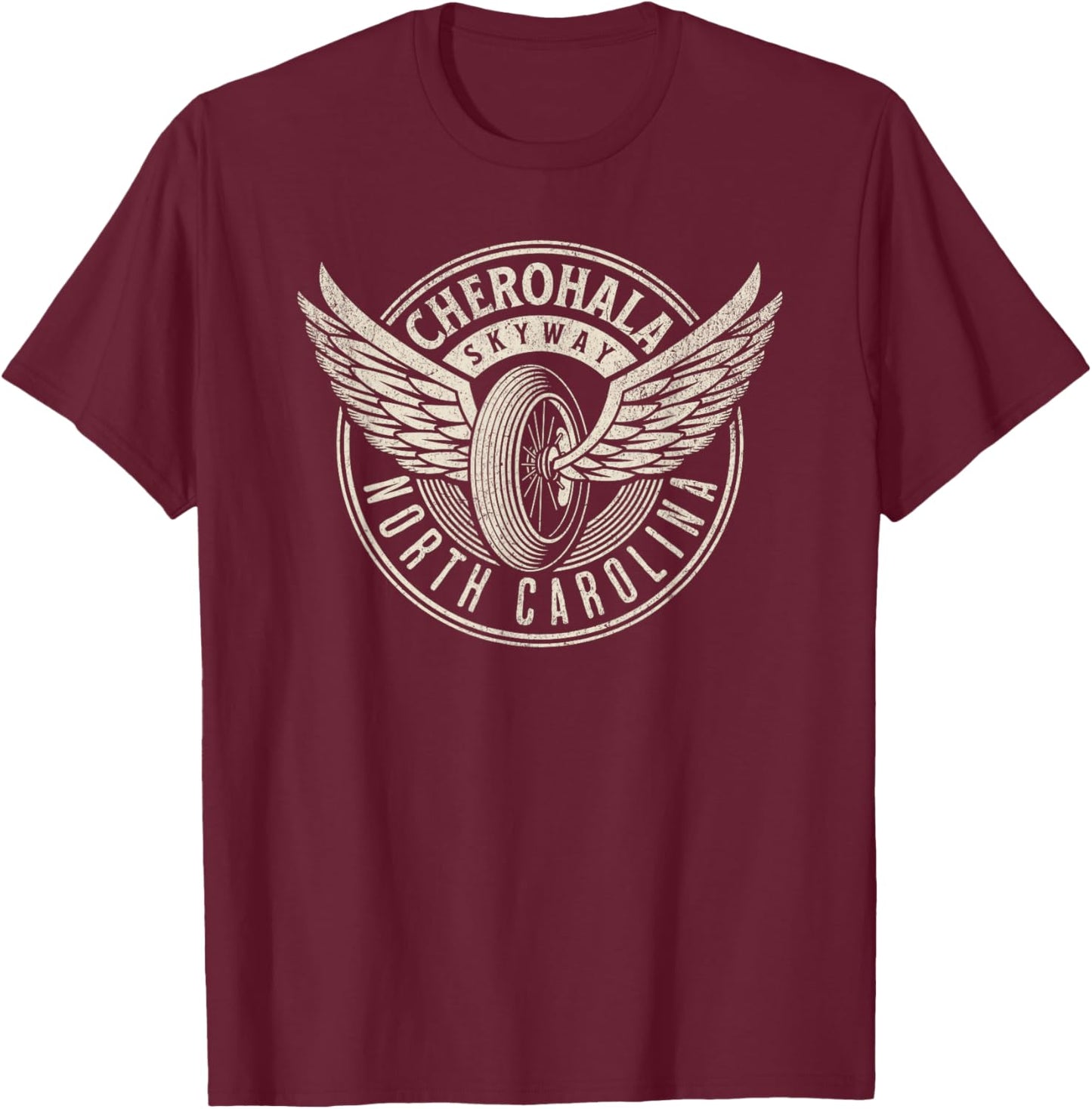 Cherohala Skyway North Carolina Motorcycle Biker Trail T-Shirt - T-Shirt | Maroon