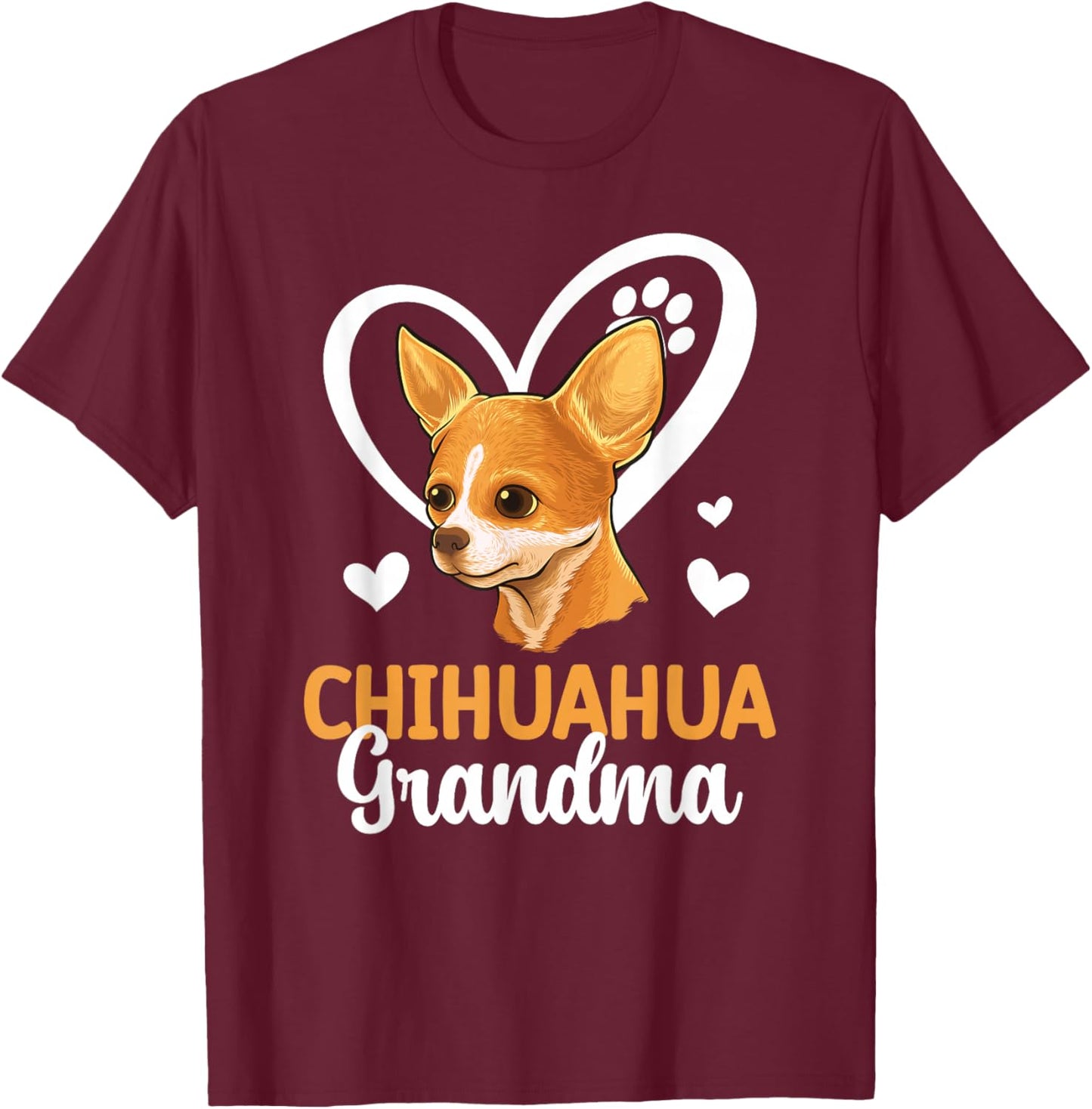 Chihuahua Grandma Of A Chihuahua Grandmother Heart T-Shirt - T-Shirt | Maroon