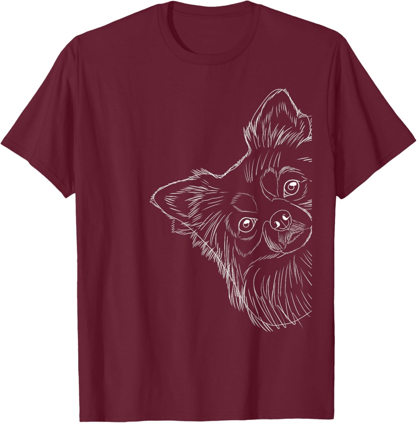 Longhaired Chihuahua Designs Funny Dog , -Kids, Black, Small, Short Sleeve T-Shirt - T-Shirt | Maroon