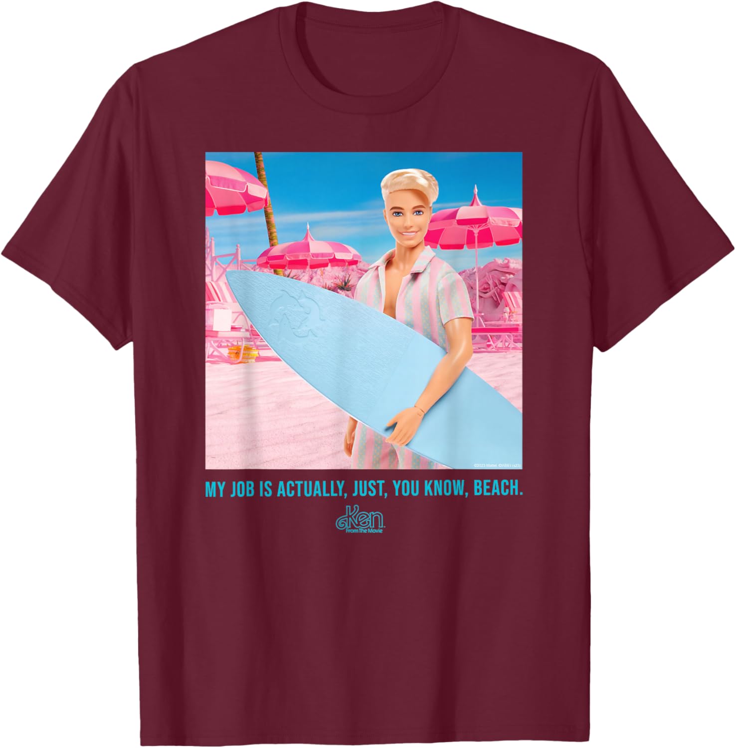 Barbie The Movie - My Job Is Beach T-Shirt - T-Shirt | Maroon