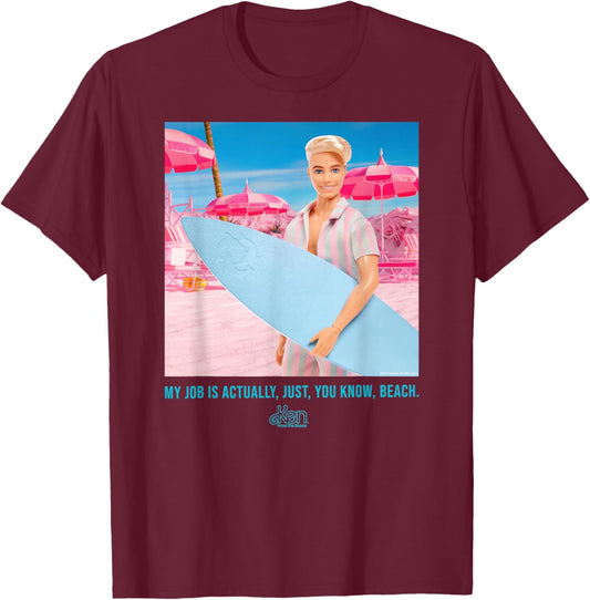 Barbie The Movie - My Job Is Beach T-Shirt - T-Shirt | Maroon
